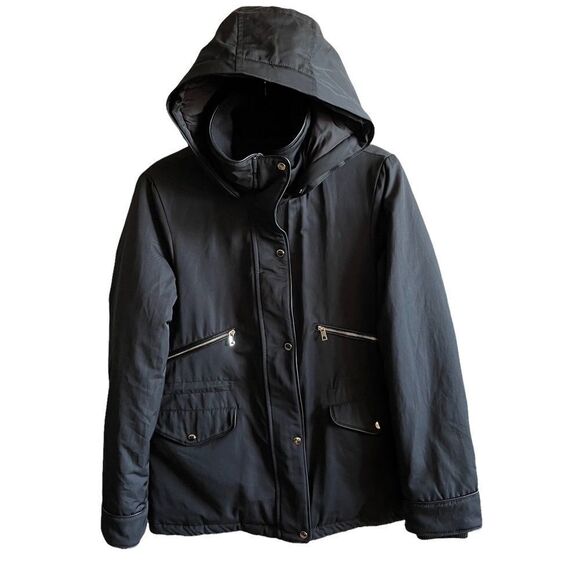 Zara ~ trf outerwear ~ Women’s Black Puffer Jacket ~ Fur Trimmed Hood ~ size Sm - Picture 7 of 16